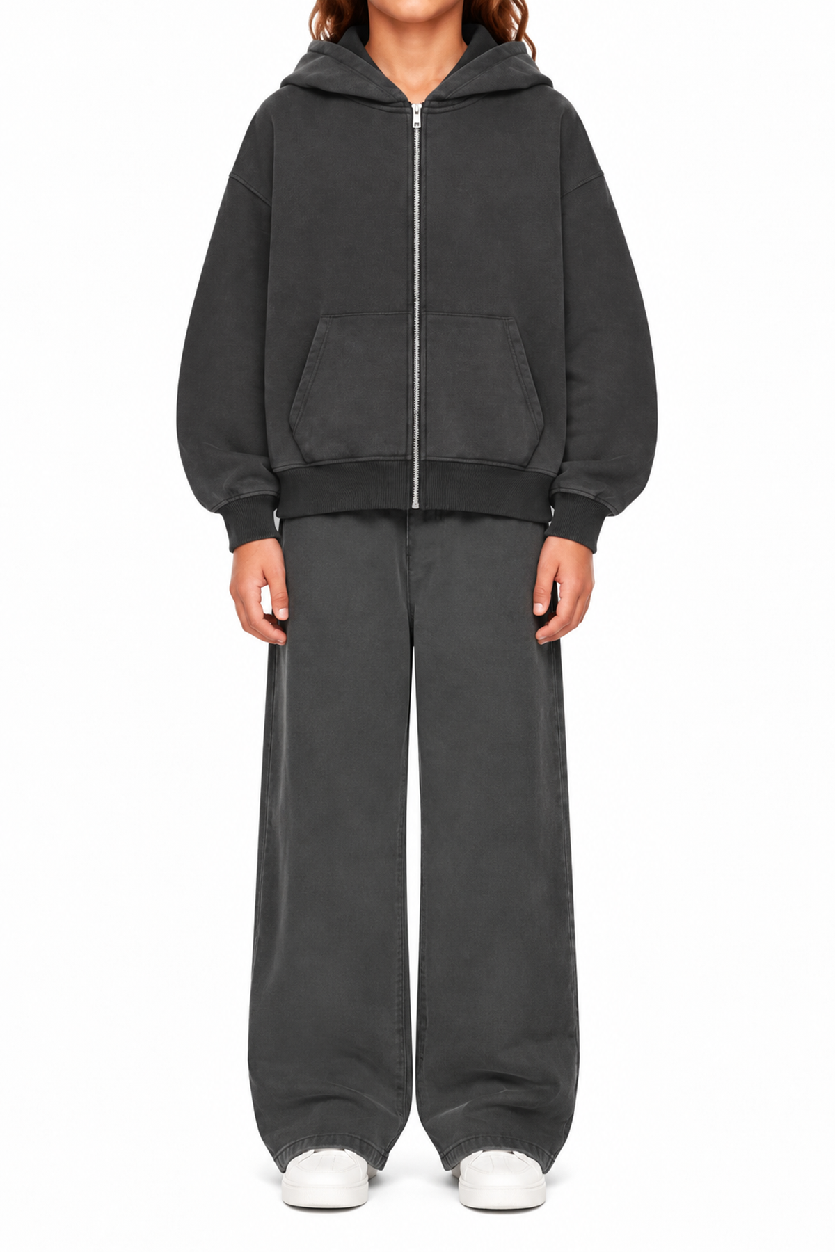 ZIPPER HOODIE - VINTAGE BLACK
