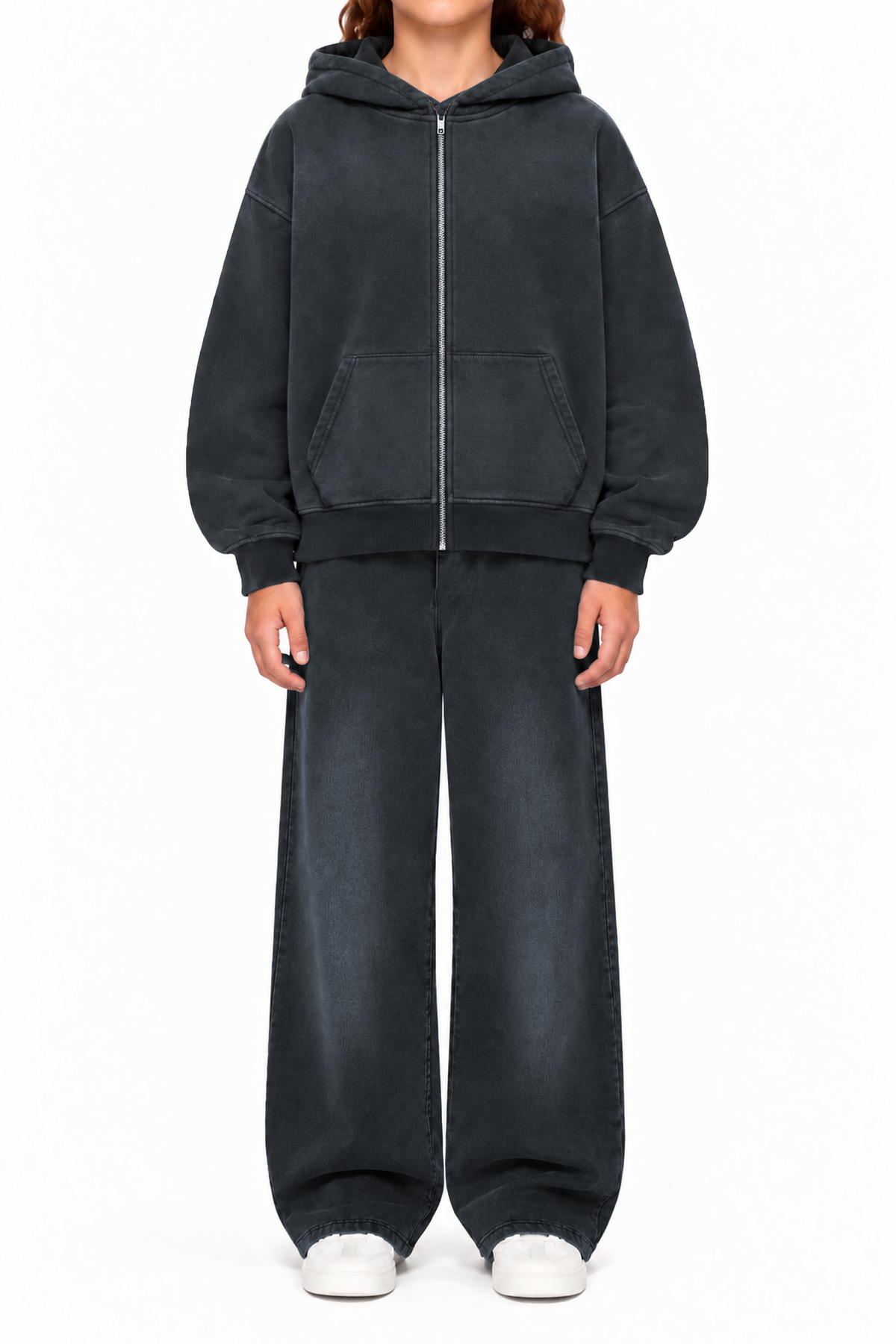 ZIPPER HOODIE - SUNFADE BLACK