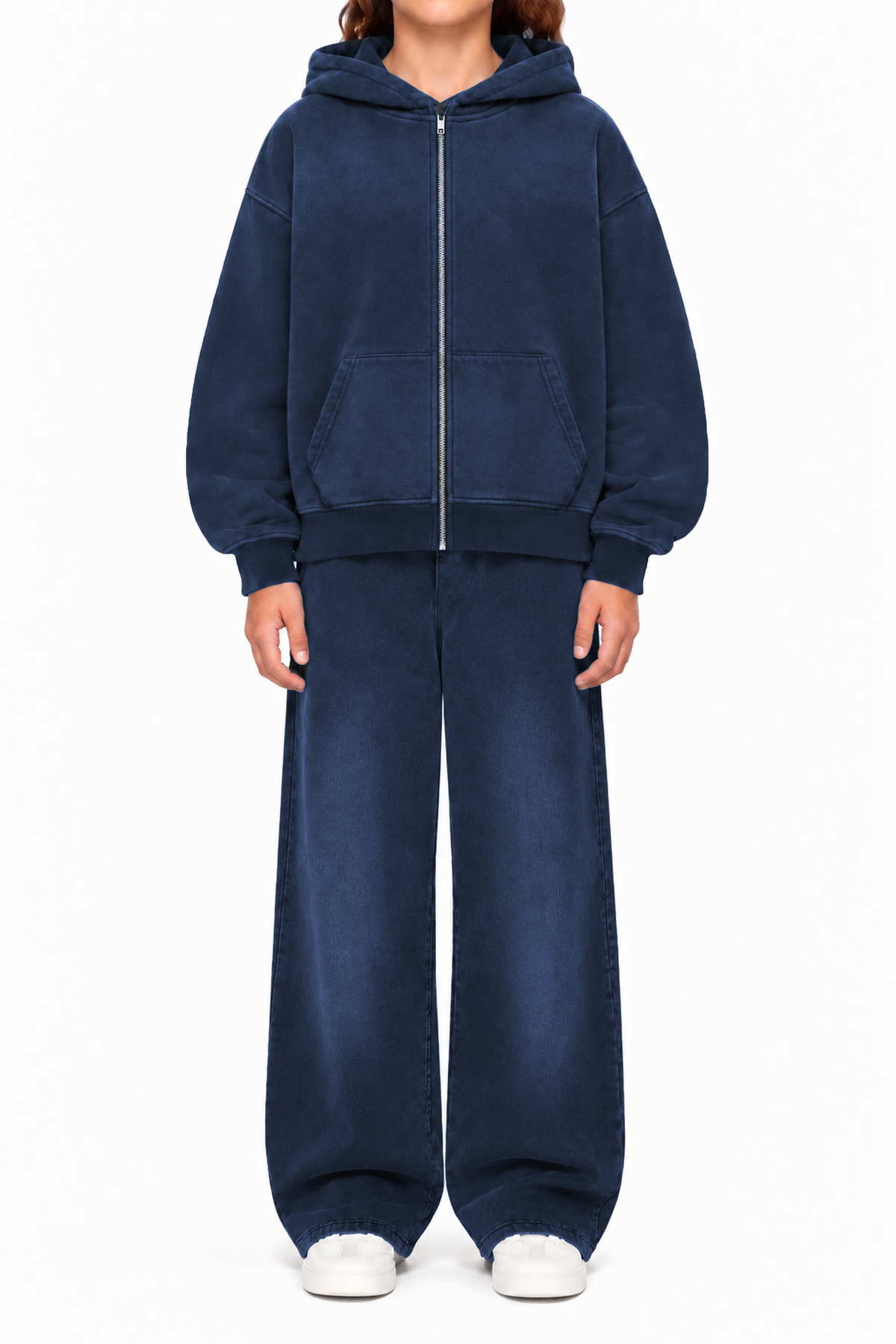 ZIPPER HOODIE - SUNFADE NAVY