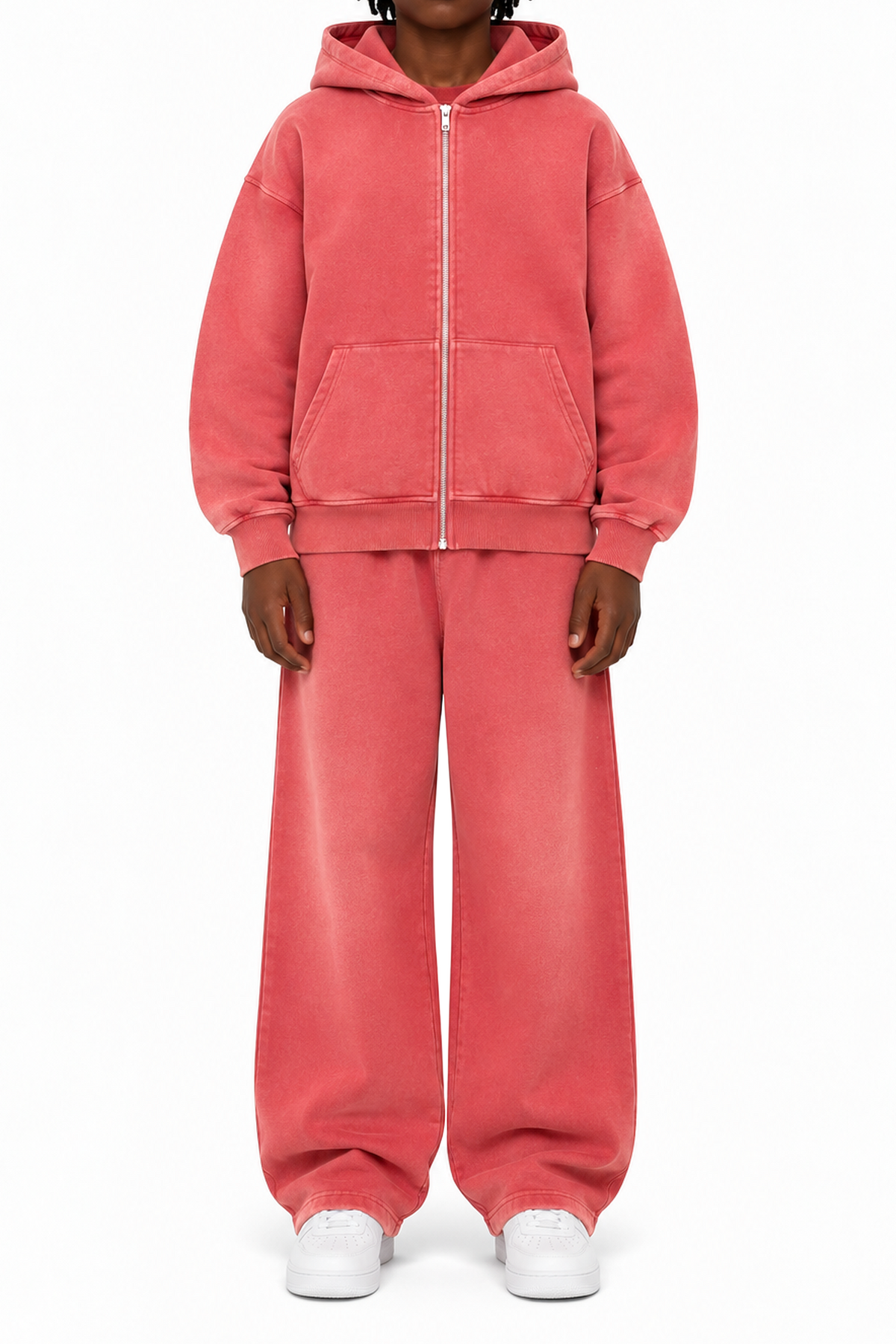 ZIPPER HOODIE - SUNFADE SCARLETT